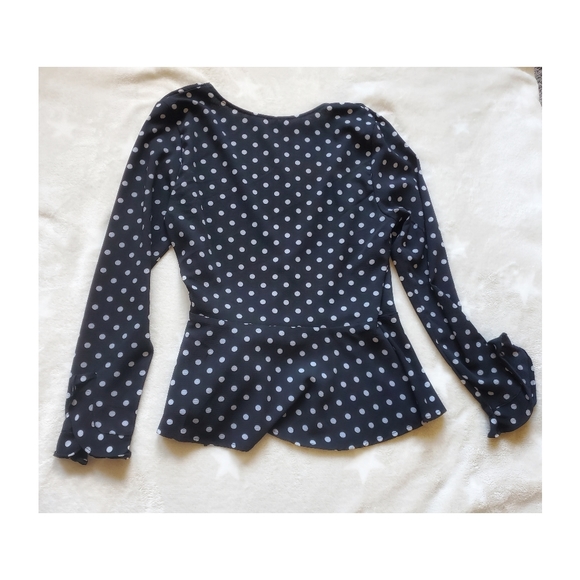One clothing los angeles true wrap peplum Polka dot top size small - Picture 9 of 11